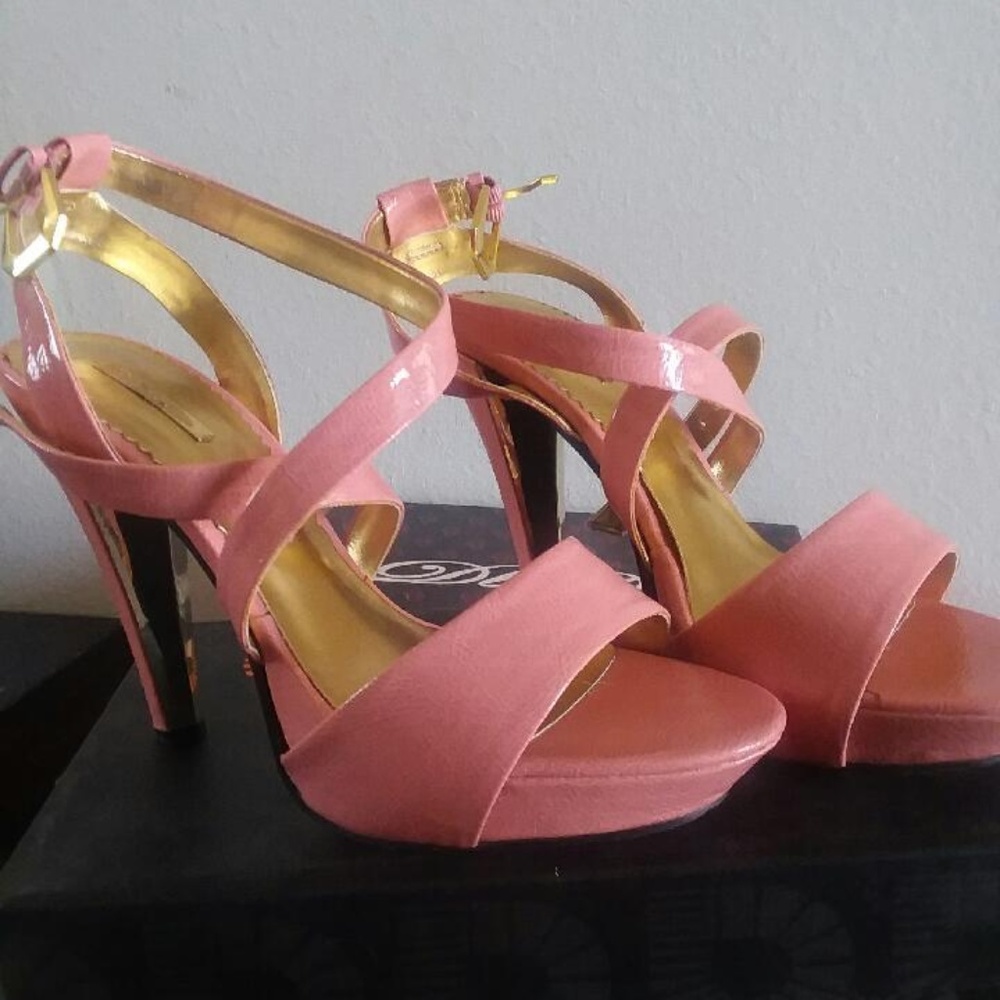 Delicious, strawberry pink open toe heels